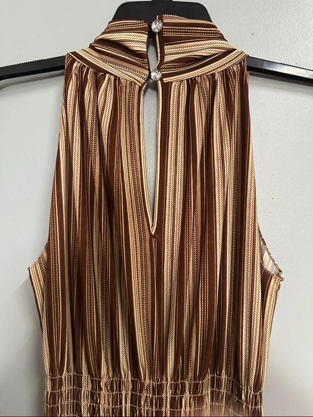Sleeveless Brown Striped Maxi Dress - Picture 6 of 6